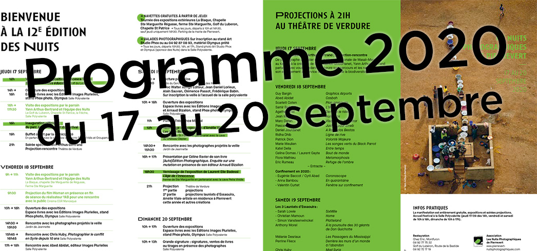 Programme 2020 des Nuits Photographiques de Pierrevert