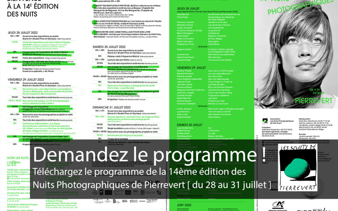 Programme 2022 des Nuits Photographiques de Pierrevert
